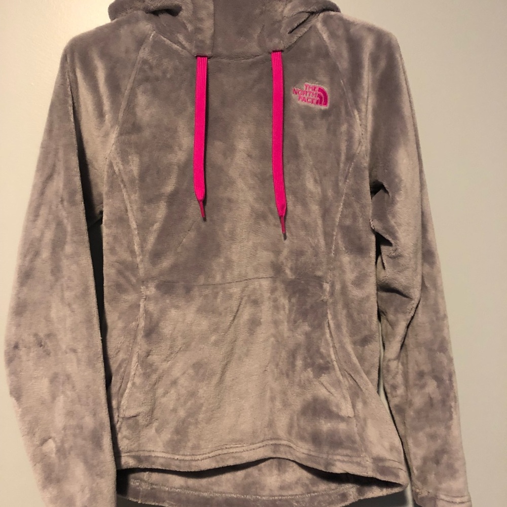 Gray fuzzy North Face Hoodie